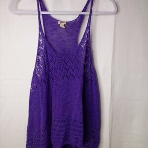 Arizona Jeans Co Crochet Tank Top Women XL Sleeveless Boho Purple